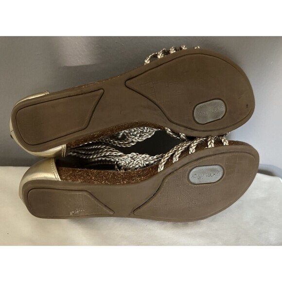 Adam Tucker by Me Too Nikita 5 Gold Open Toe Gladiator CushIoned Sandal Sz 6 EUC - Picture 6 of 7